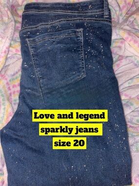 Love & Legend Women's Dark Blue Sparkle Straight Leg Jeans